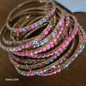 Bay Studio Vibrant Pink and Gold Bracelet Set